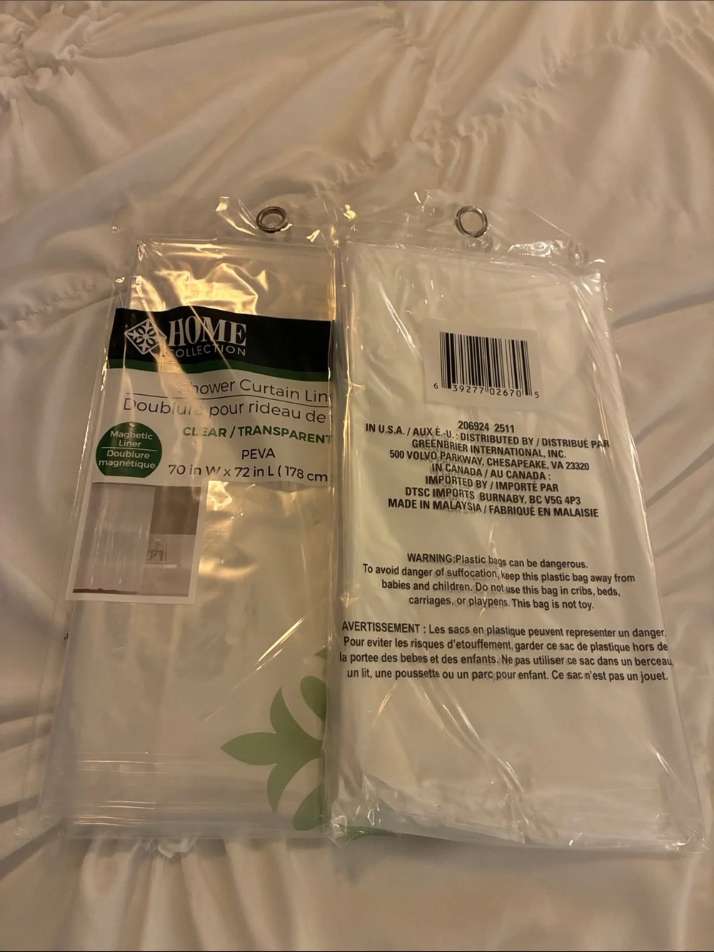 Set of two shower curtain liners clear